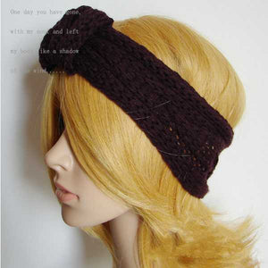 Women knit Bow Crochet warm head hair band ski hat cap Beanie Bandana headband