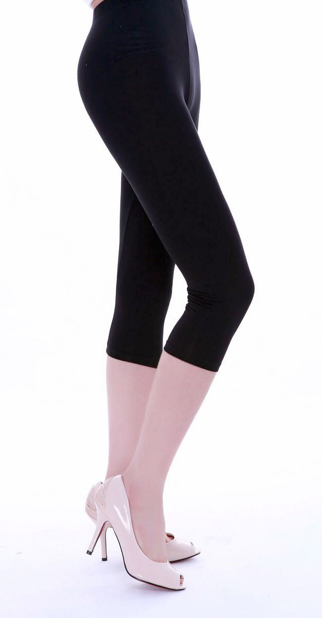 Women Lady Capri Cropped black cotton Yoga sports leggings Pants 8-10