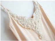 Women Ladies Girls Pearl Beaded Pink Tops Tanks Vests Singlet Camisole underwear 6