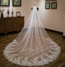3M Cathedral Wedding Veil – Lace Bridal Veil with Embroidery & Beaded Edge