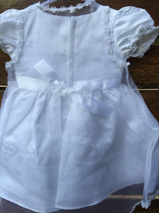 Baby Girl Christening Baptism Dress Set with Bonnet – White Lace Gown