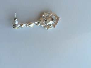 Elegant Silver Crystal Drop Earrings Bridal Evening Wear Long Earrings Ear Hook