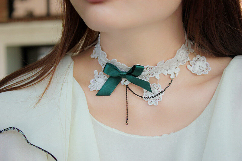 Women Retro Lolita Costume Emo Gothic Party LACE Necklace Neck Choker Collar