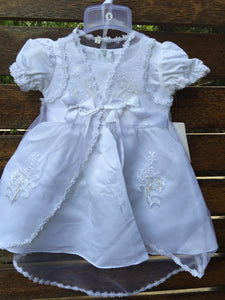 Baby Girl Christening Baptism Dress Set with Bonnet – White Lace Gown